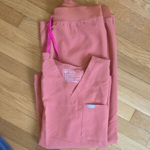 Figs Terracotta Top & Drawstring Pants